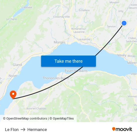 Le Flon to Hermance map