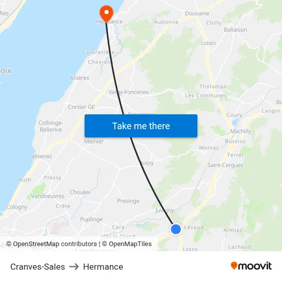 Cranves-Sales to Hermance map