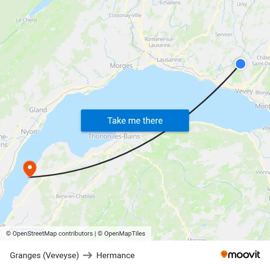 Granges (Veveyse) to Hermance map