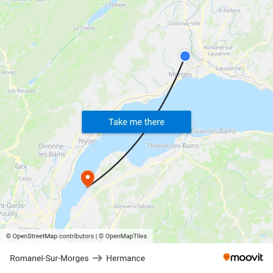 Romanel-Sur-Morges to Hermance map
