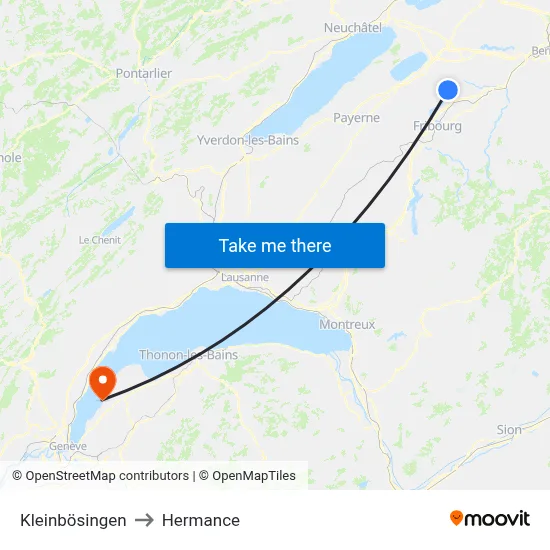 Kleinbösingen to Hermance map