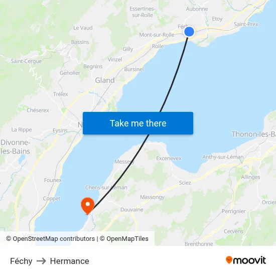 Féchy to Hermance map