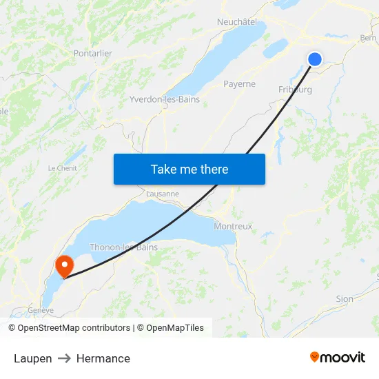 Laupen to Hermance map