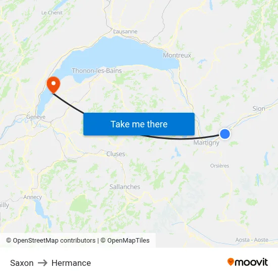 Saxon to Hermance map