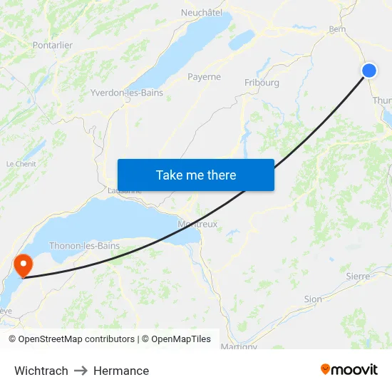 Wichtrach to Hermance map