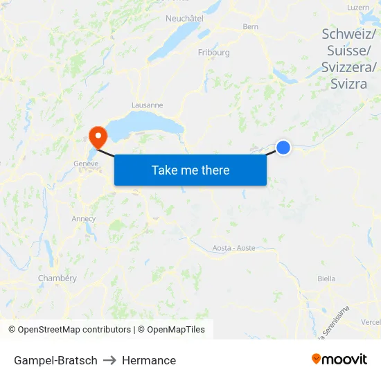 Gampel-Bratsch to Hermance map