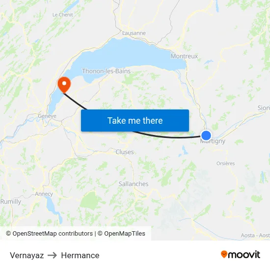 Vernayaz to Hermance map