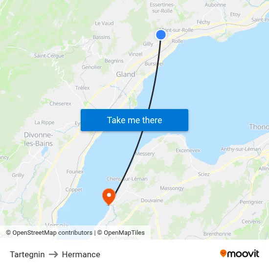 Tartegnin to Hermance map