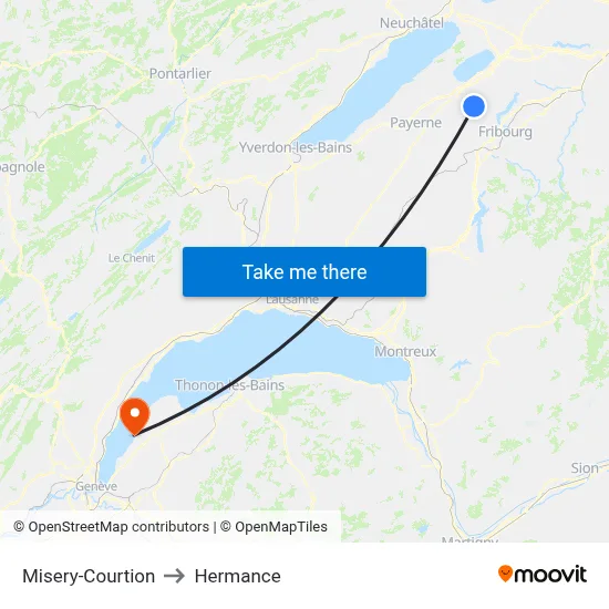 Misery-Courtion to Hermance map