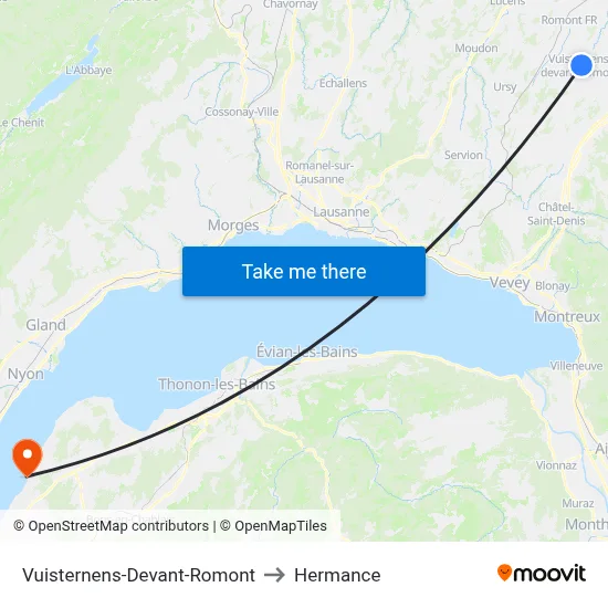 Vuisternens-Devant-Romont to Hermance map