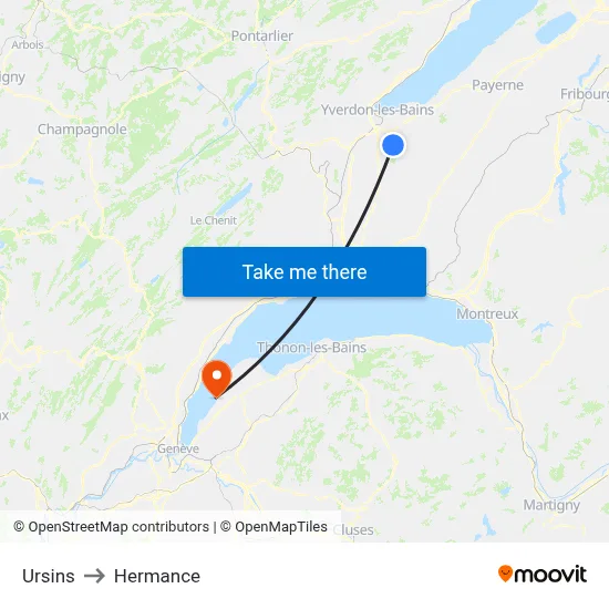 Ursins to Hermance map