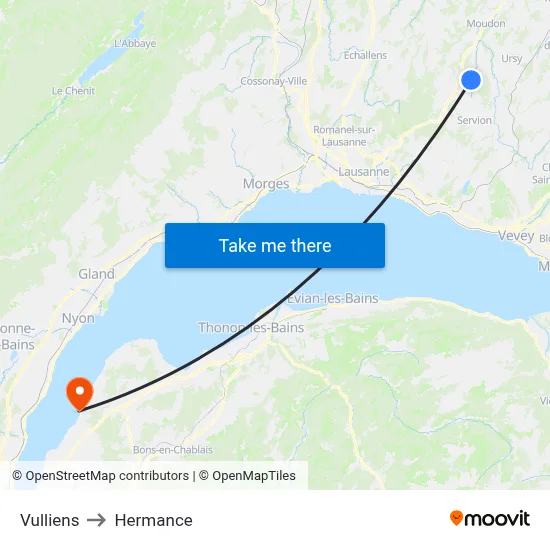 Vulliens to Hermance map