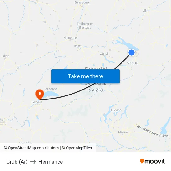 Grub (Ar) to Hermance map