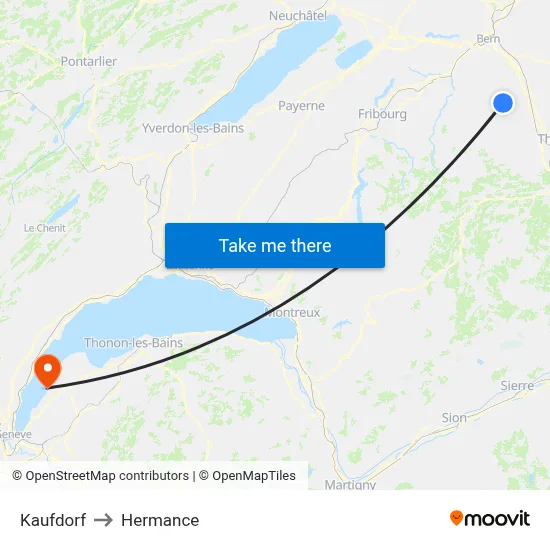 Kaufdorf to Hermance map