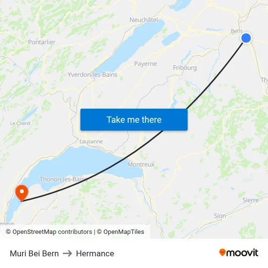 Muri Bei Bern to Hermance map