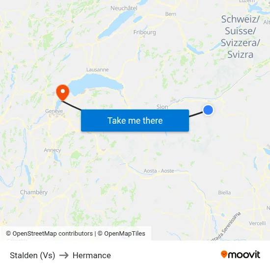 Stalden (Vs) to Hermance map