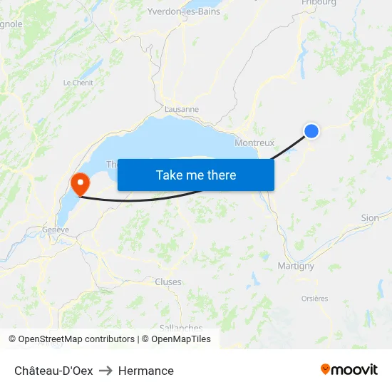 Château-D'Oex to Hermance map