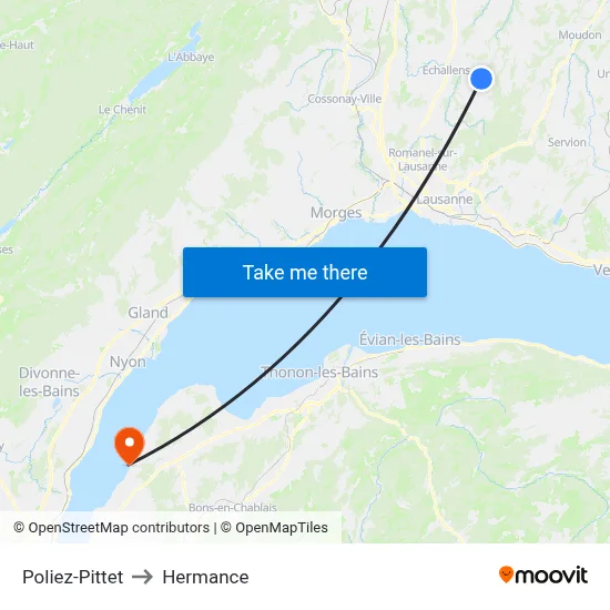 Poliez-Pittet to Hermance map