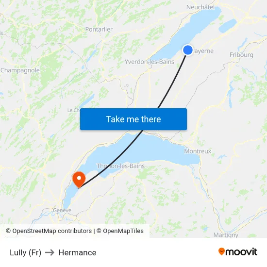 Lully (Fr) to Hermance map