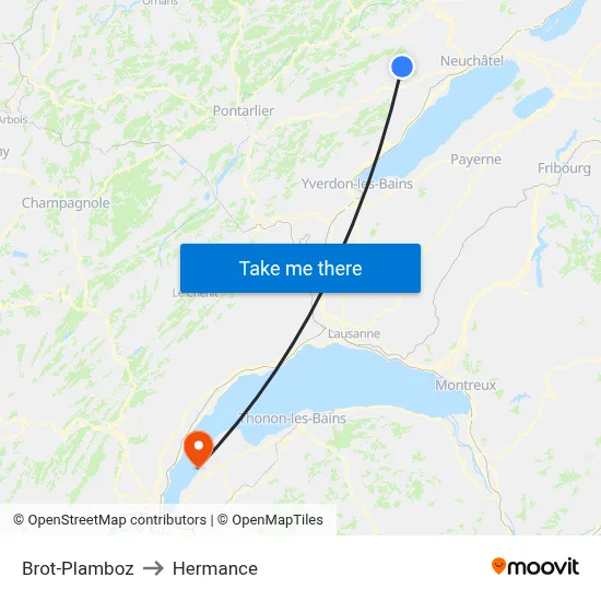 Brot-Plamboz to Hermance map