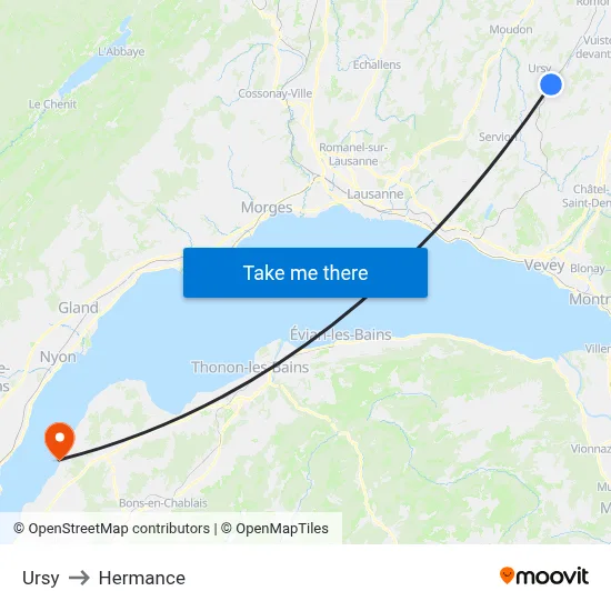 Ursy to Hermance map