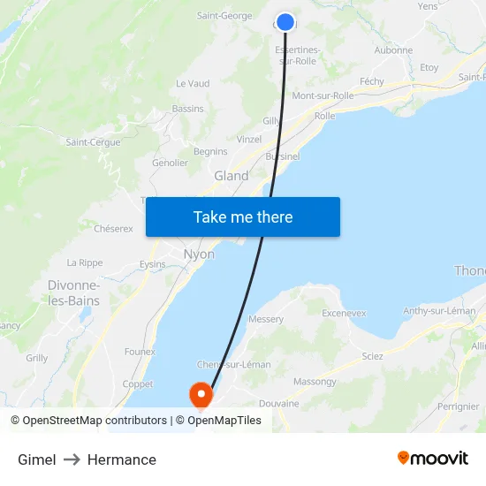 Gimel to Hermance map