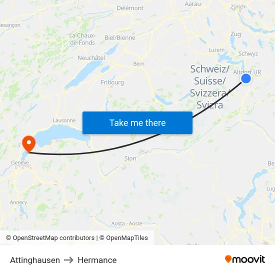 Attinghausen to Hermance map