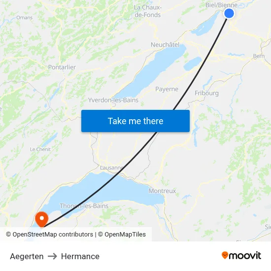 Aegerten to Hermance map