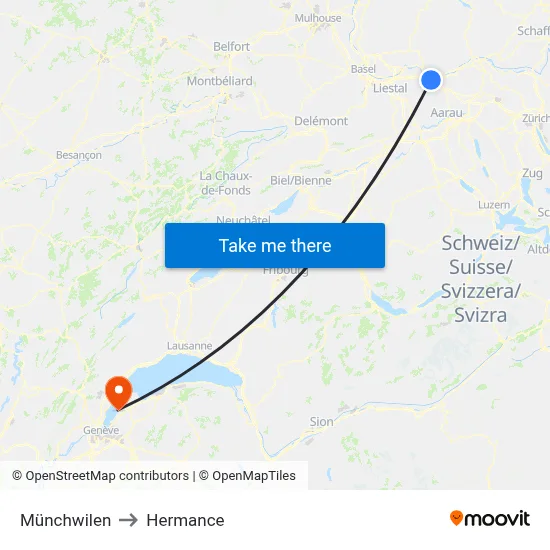 Münchwilen to Hermance map