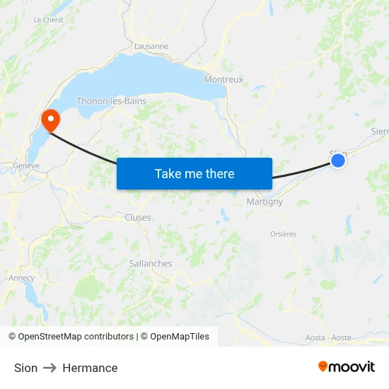Sion to Hermance map