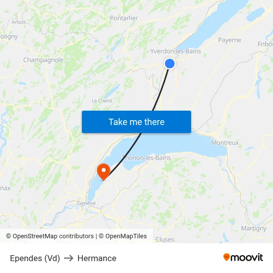 Ependes (Vd) to Hermance map