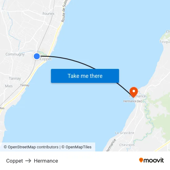 Coppet to Hermance map