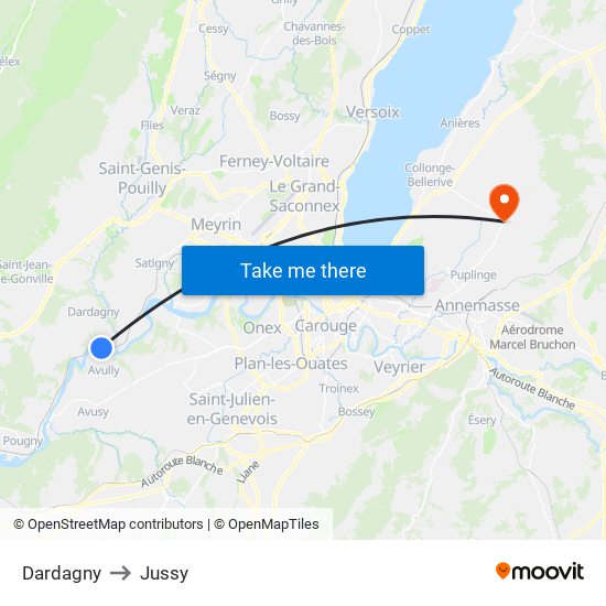 Dardagny to Jussy map