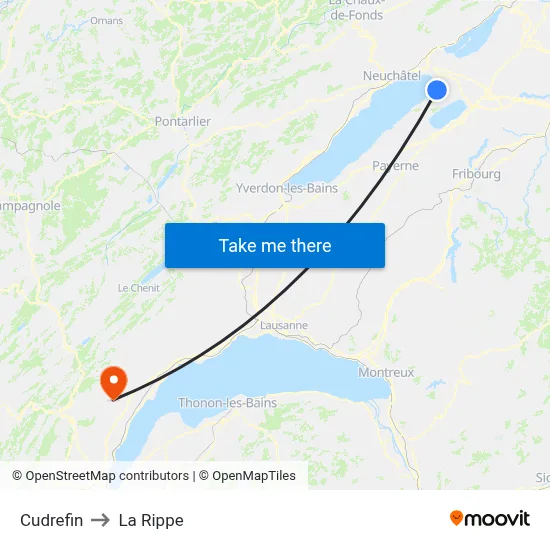 Cudrefin to La Rippe map