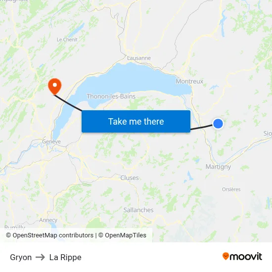Gryon to La Rippe map