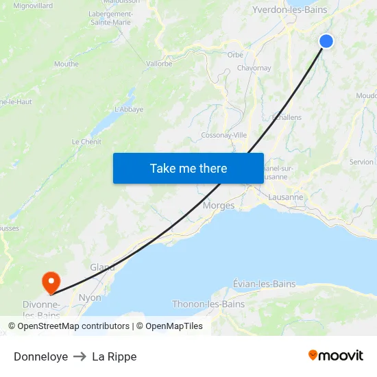 Donneloye to La Rippe map