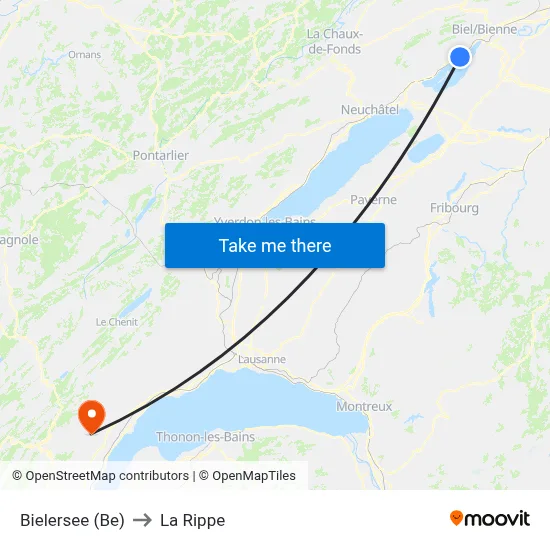 Bielersee (Be) to La Rippe map
