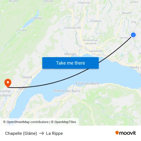 Chapelle (Glâne) to La Rippe map