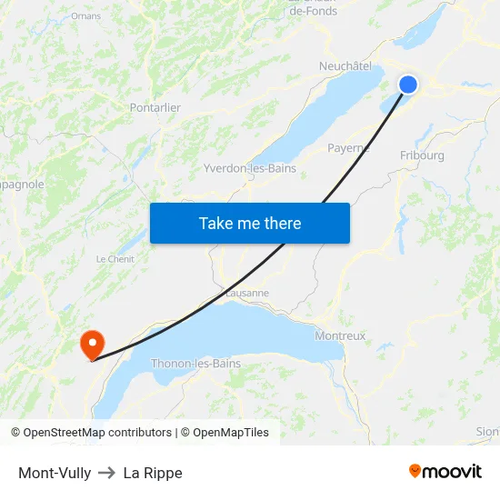 Mont-Vully to La Rippe map