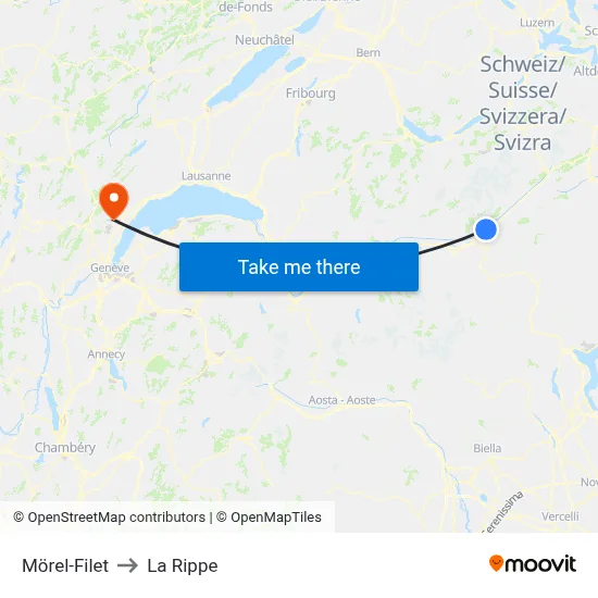 Mörel-Filet to La Rippe map