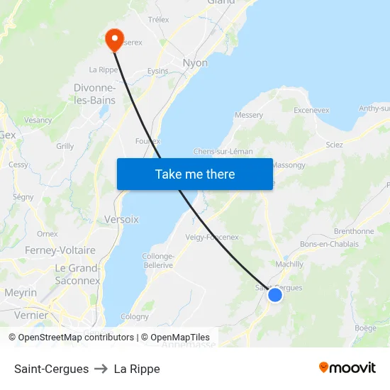 Saint-Cergues to La Rippe map