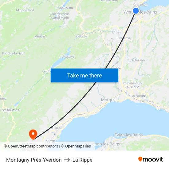 Montagny-Près-Yverdon to La Rippe map