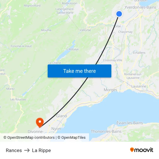 Rances to La Rippe map