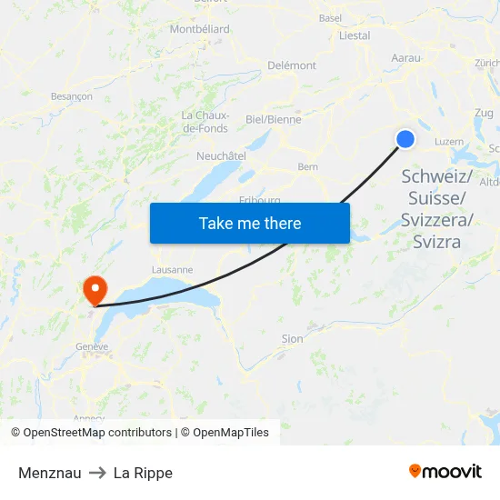 Menznau to La Rippe map