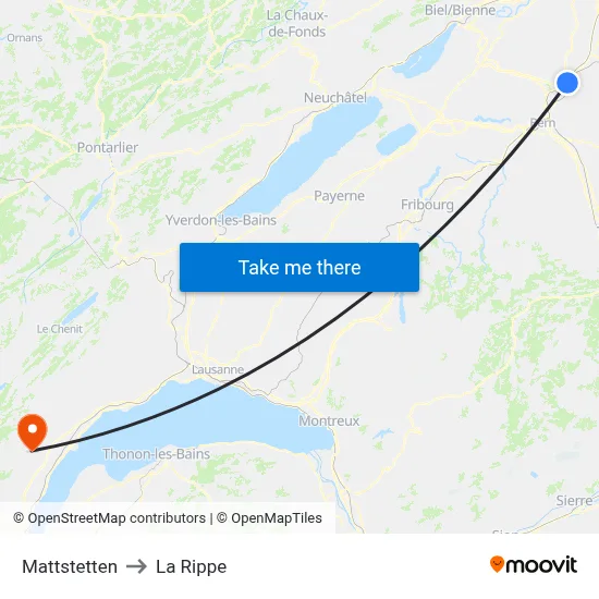 Mattstetten to La Rippe map