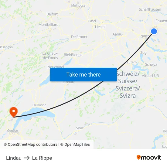 Lindau to La Rippe map