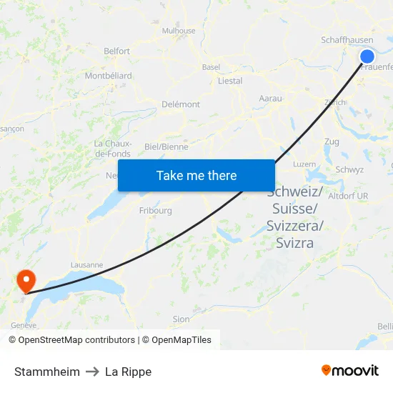 Stammheim to La Rippe map