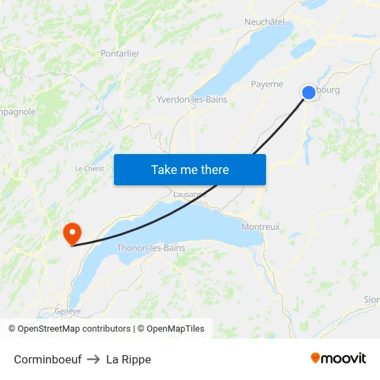 Corminboeuf to La Rippe map