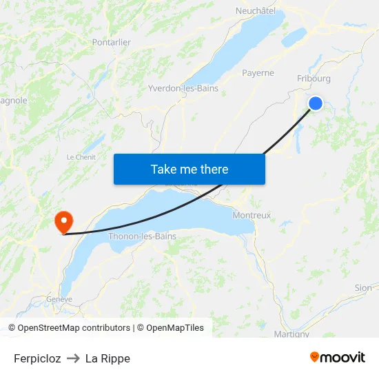 Ferpicloz to La Rippe map
