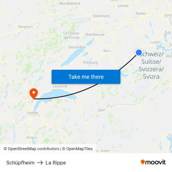 Schüpfheim to La Rippe map
